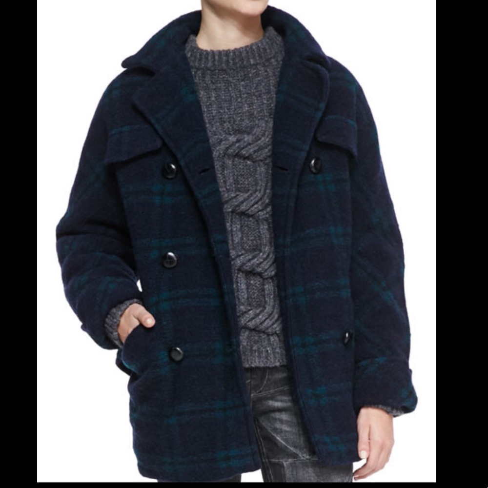 Isabel Marant Etoile Gael Plaid Oversized Coat 36